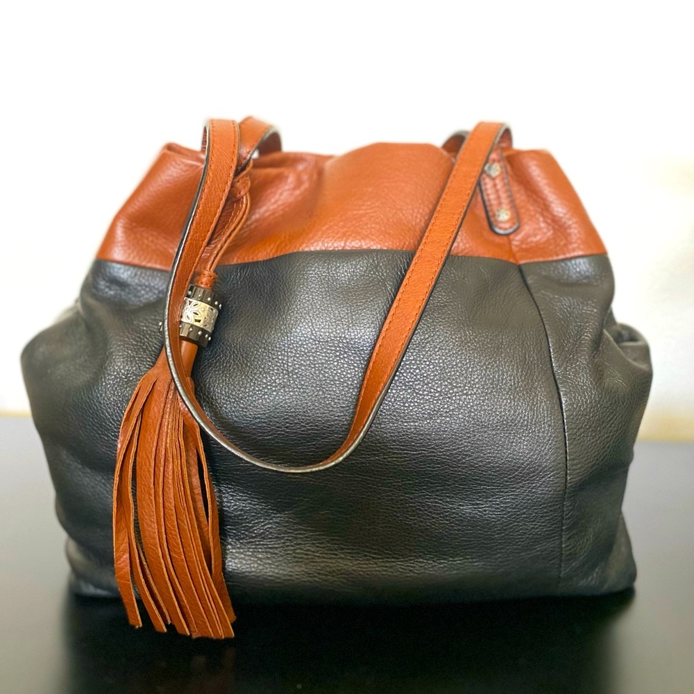 Brighton leather Totebag, leopard interior